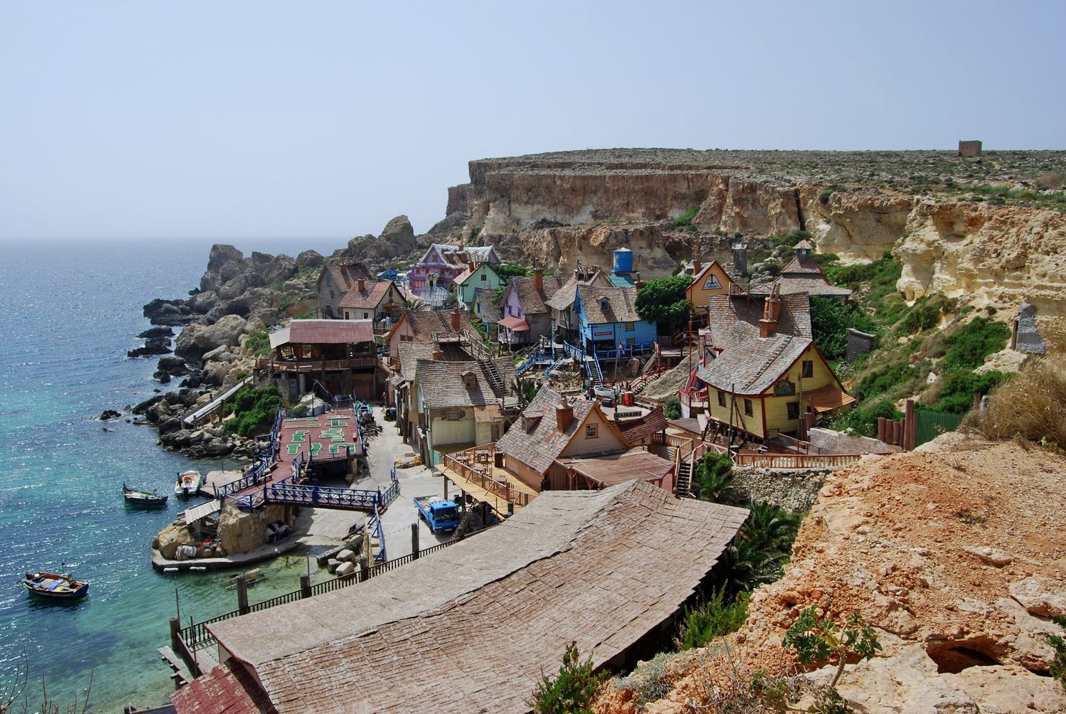 Popeye Village at Anchor Bay, Malta — the film set from the 1980 Popeye movie