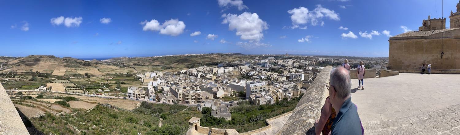Panoramic view across Gozo from the Citadel