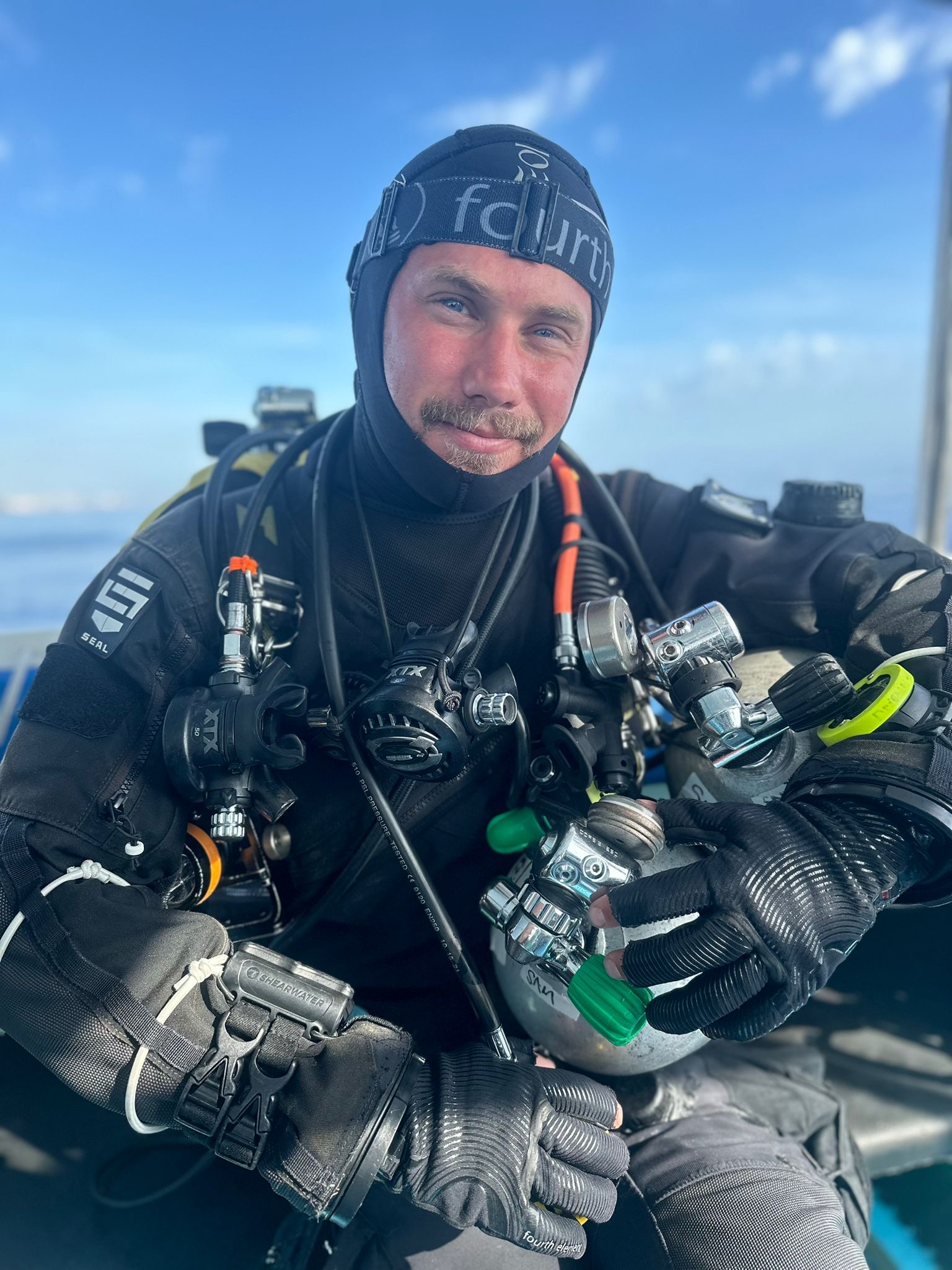 Sam Norton ready to dive in full technical kit